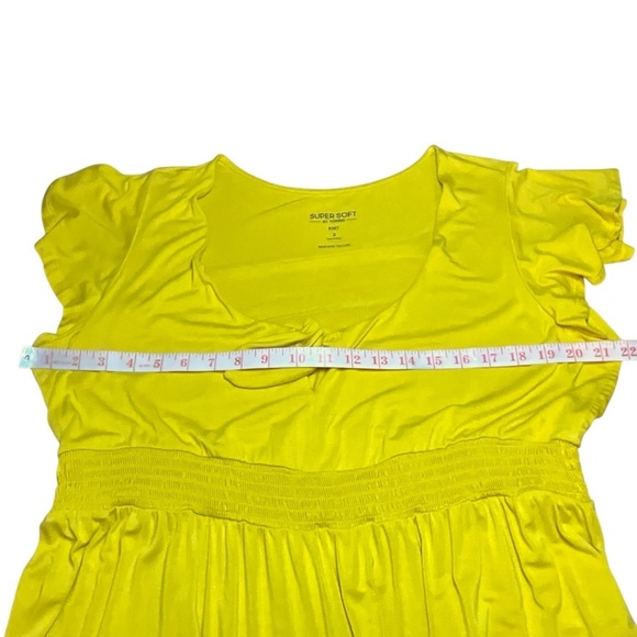 TORRID Jersey Knit Scoop Neck Flutter Sleeve Marigold Yellow Tiered Top US Sz 2X - Picture 7 of 9